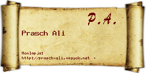 Prasch Ali névjegykártya